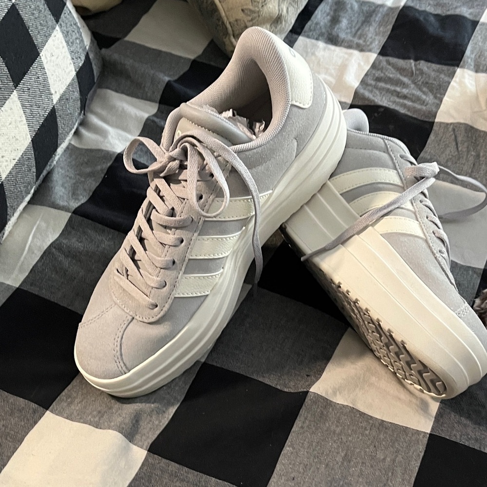 Adidas Women's Gray Platform Court Sneakers